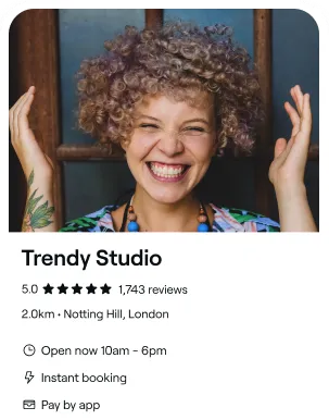 Captura de pantalla de la app de Fresha en la página del establecimiento